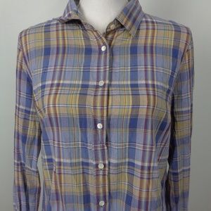 The Boy Shirt by J Crew Blue Plaid Button Front